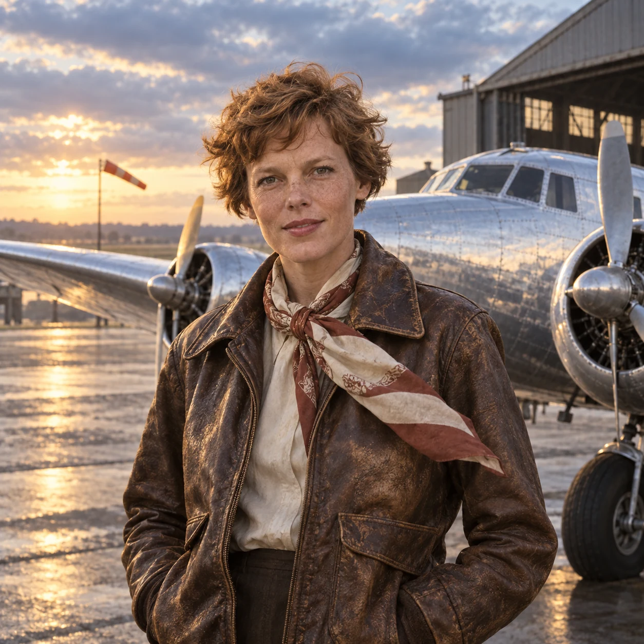 Interpretive portrait of Amelia Earhart