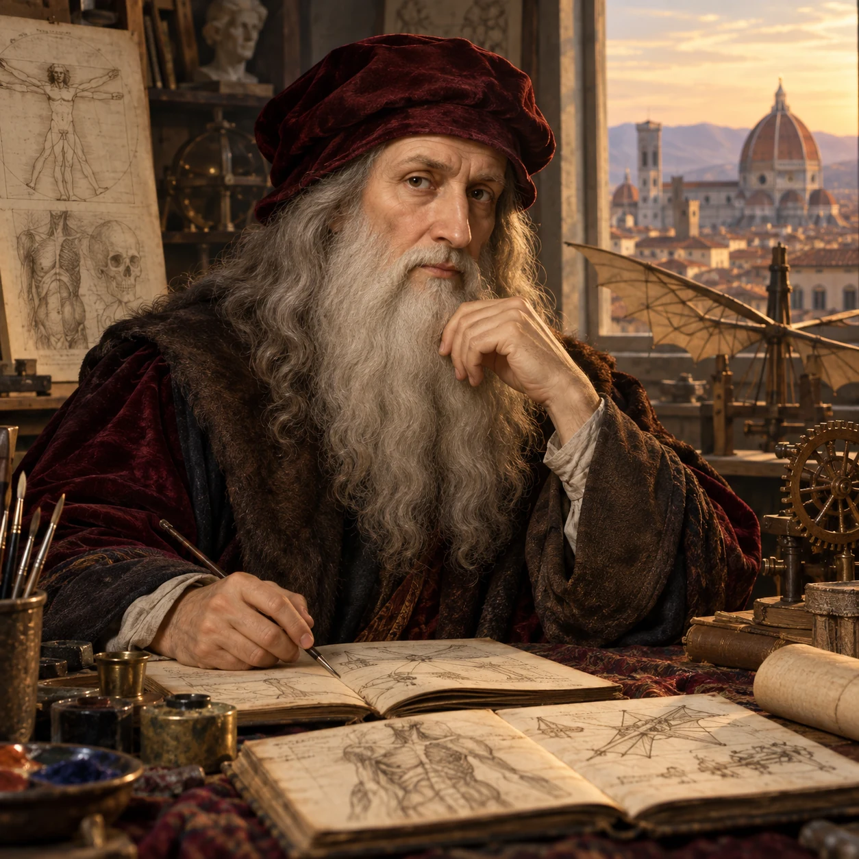 Interpretive portrait of Leonardo da Vinci