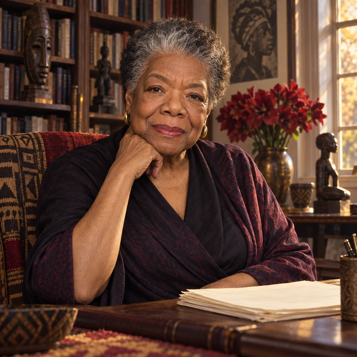 Interpretive portrait of Maya Angelou