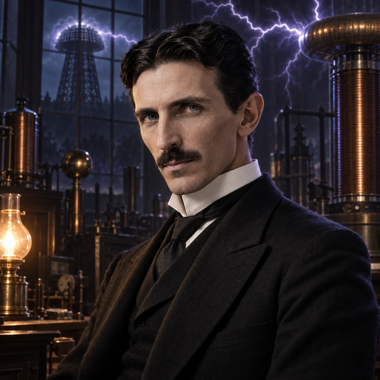 Interpretive portrait of Nikola Tesla